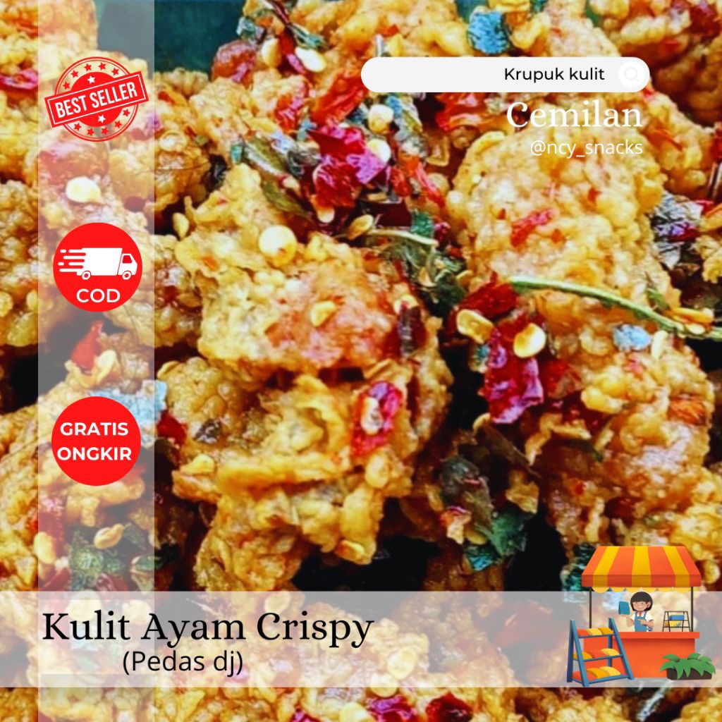 

KULIT AYAM CRISPY PEDAS DAUN JERUK 500GRAM | CEMILAN MURAH MAKASSAR