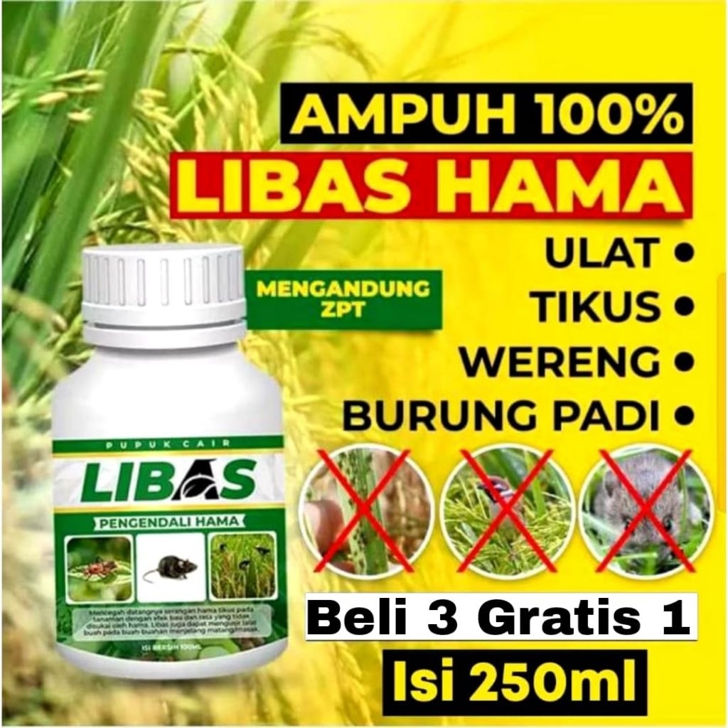 LIBAS 250ML AMPUH - Racun Tikus Cair Obat Tikus Racun Hama Padi Tanaman Pembunuh Tikus,Belalang,Buru
