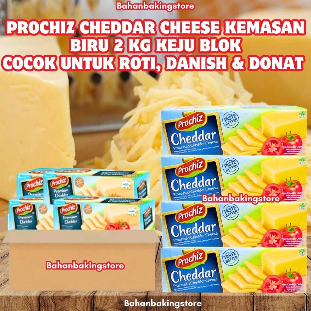 

PROCHIZ CHEDDAR CHEESE KEMASAN BIRU 2 KG KEJU BLOCK | PROCHIZ KEJU CHEDDAR BALOK PREMIUM TOPPING KUE CAKE ROTI BROWNIES BOLU DESSERT & TOPING MINUMAN 2KG
