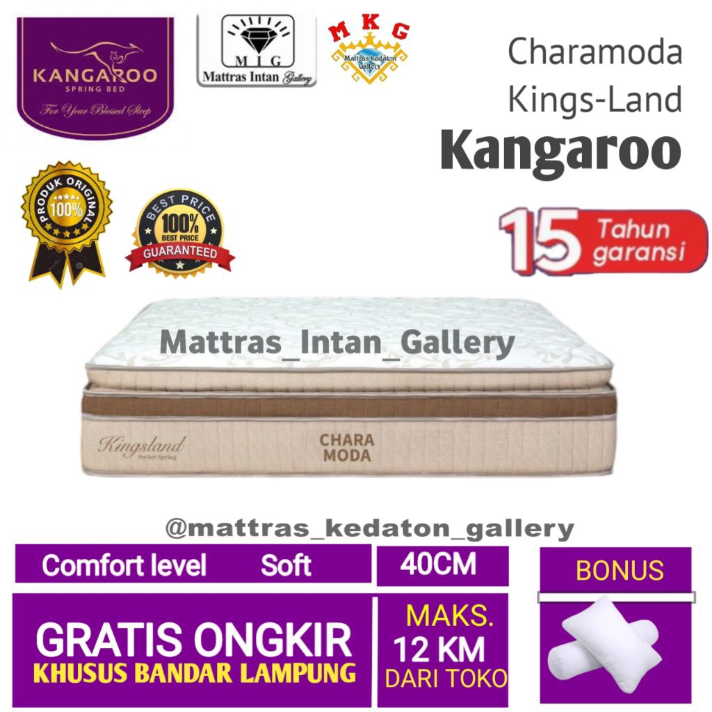 Springbed Charamoda Kingsland Pocket Latex T40cm - kasur spring bed kings land by Kangaroo spring be