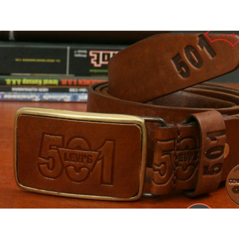 Ikat Pinggang Kulit Asli Pria Original LV11 100% Kulit Sapi Asli Tebal dan Kokoh