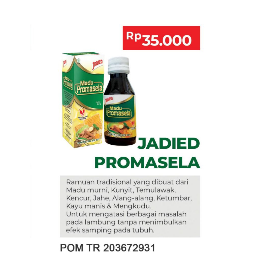 MADU SEHAT LAMBUNG PROMASELA JADIED 165 GRAM