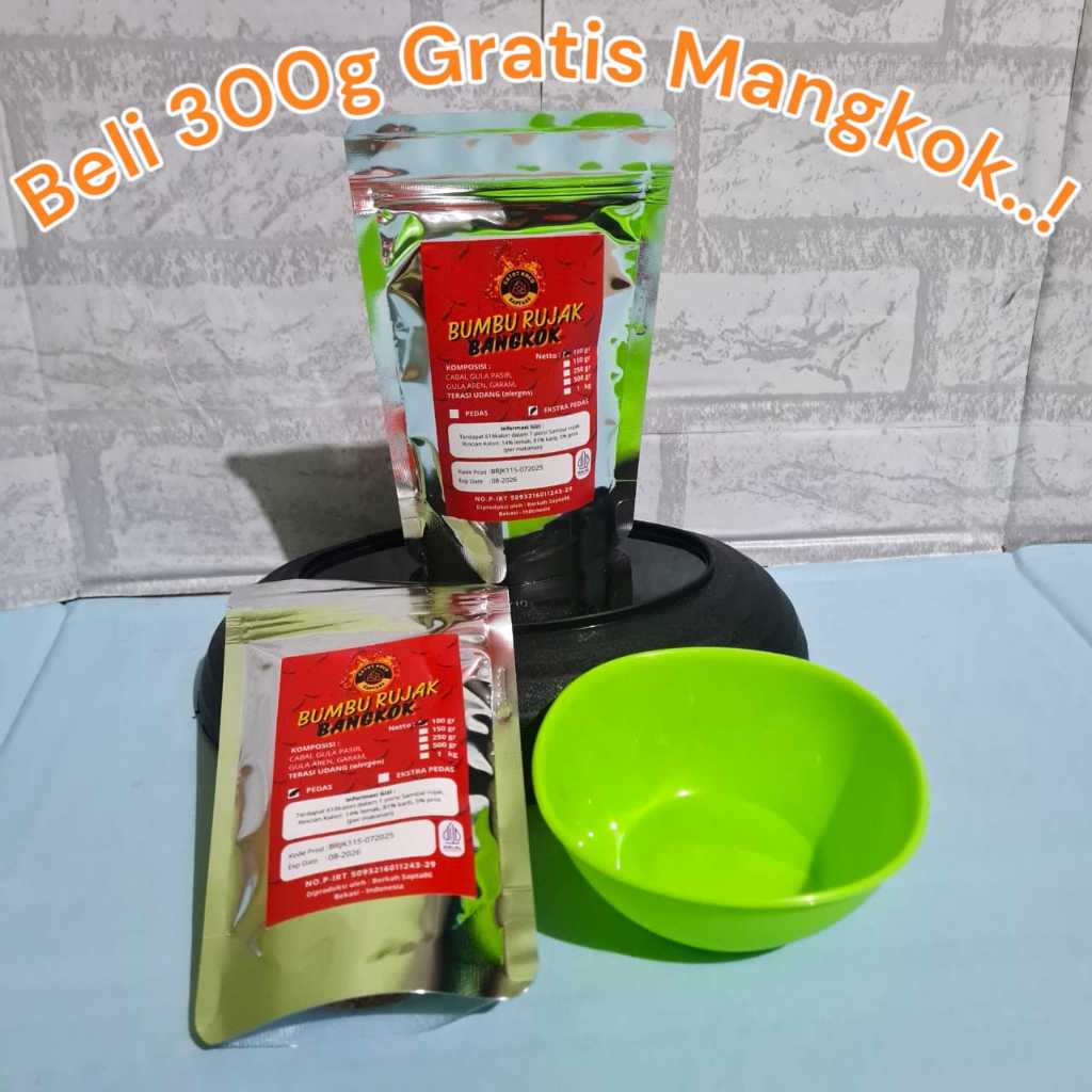 

Bumbu Rujak Bangkok Buah Bubuk Tabur Cocol Pedas & Extra Pedas Manis Asin Gurih 100g - 500g Halal
