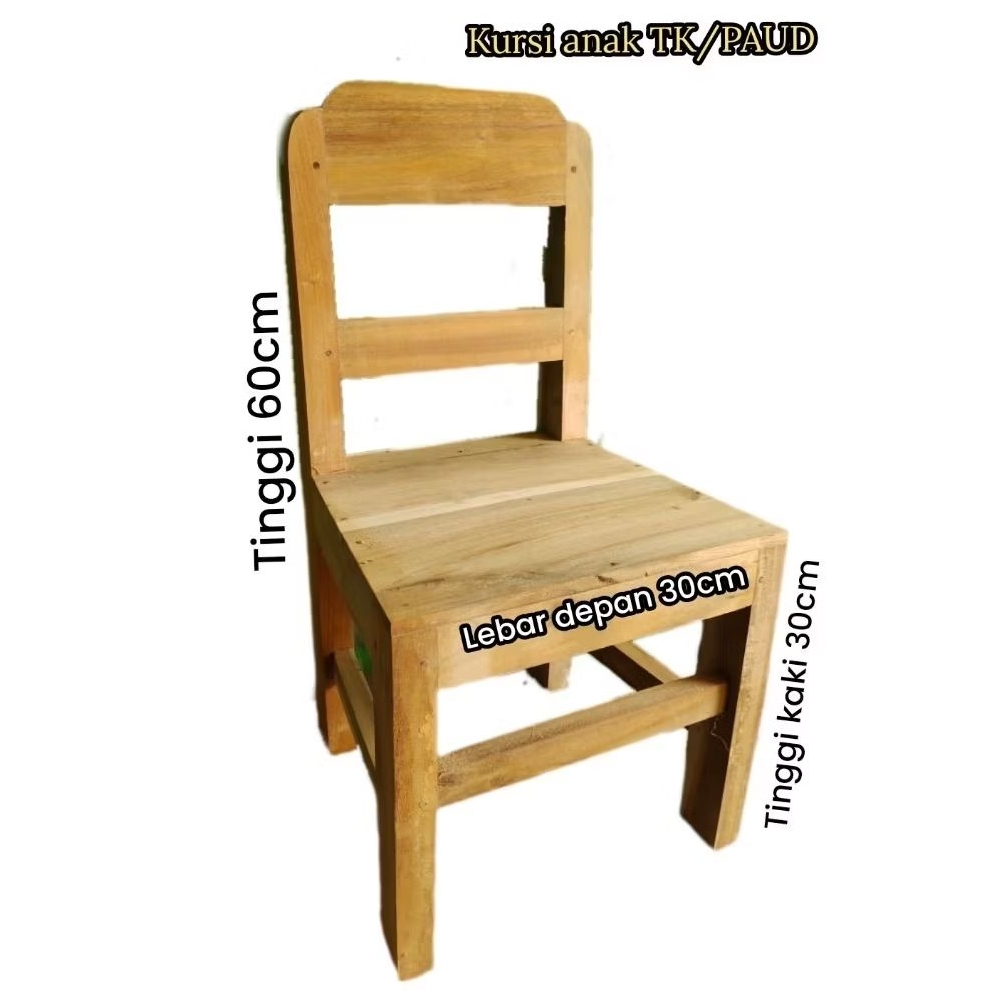Kursi anak TK/PAUD,kayu jati/akasia,bangku natural,aman kokoh, warna warni