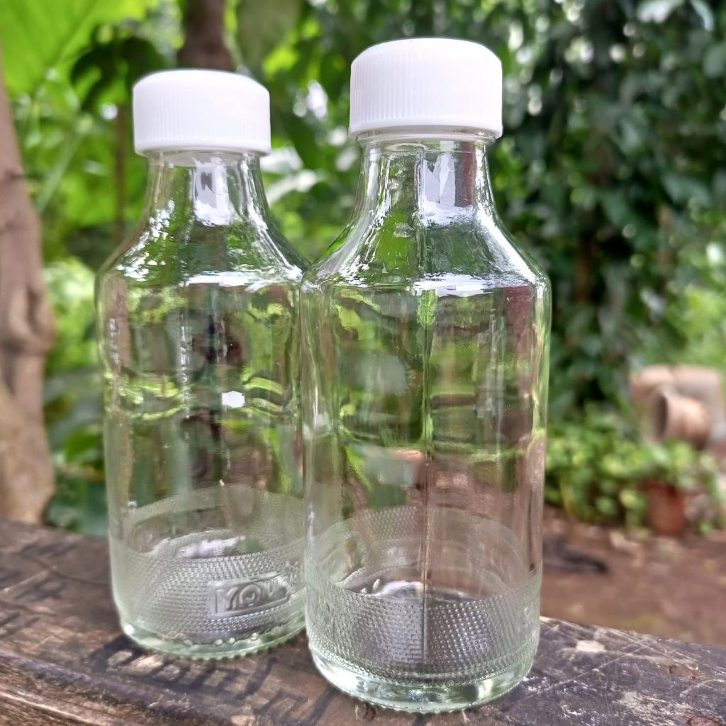 Botol kaca 150ml paket 12pcs Botol lemon botol kaca tutup ulir botol jus botol kaca bening kapasitas