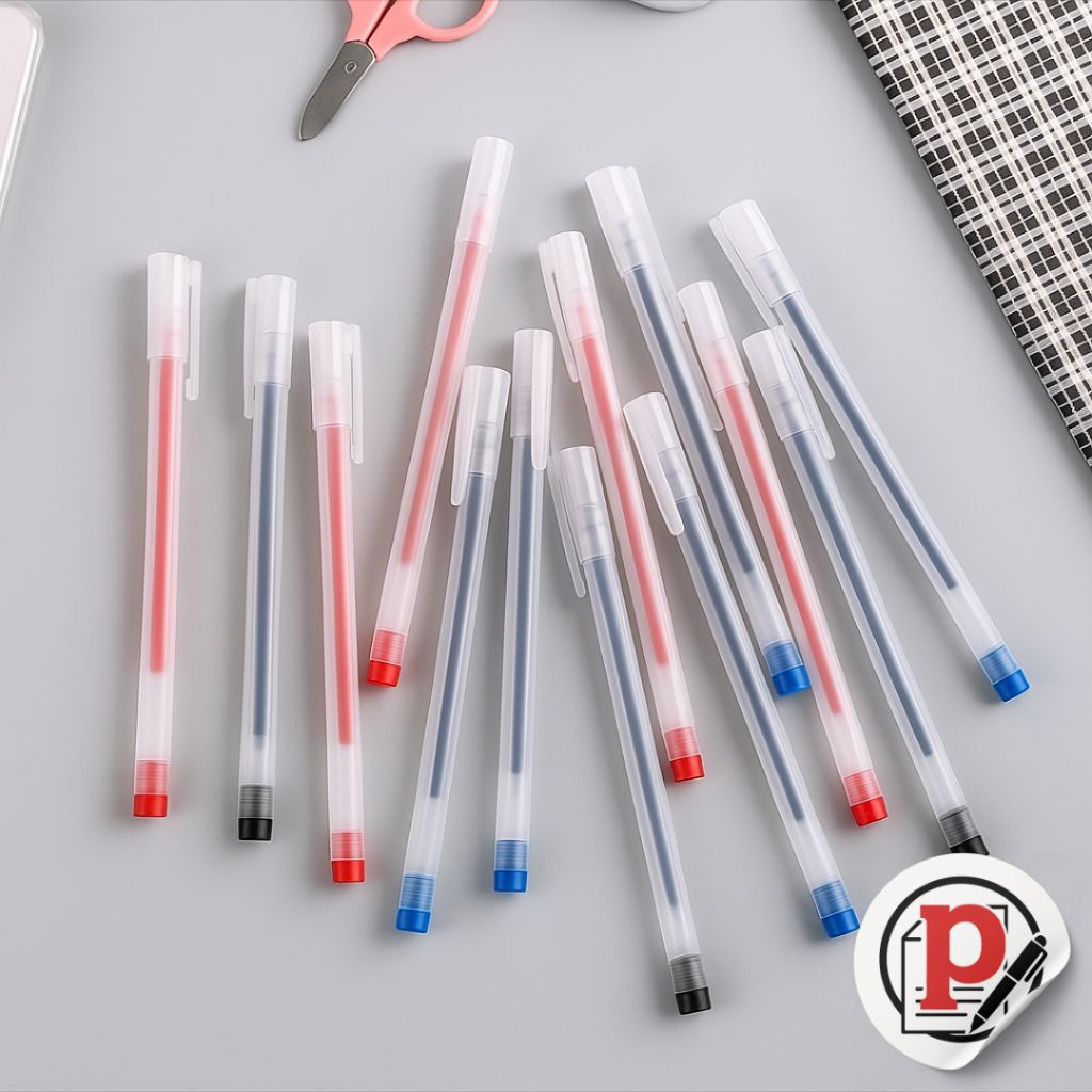 

Pulpen warna warni Pulpel Gel 0.5mm Pena Pulpen Bolpoin Tinta Gel Cair Pena Transparant Pen Gel