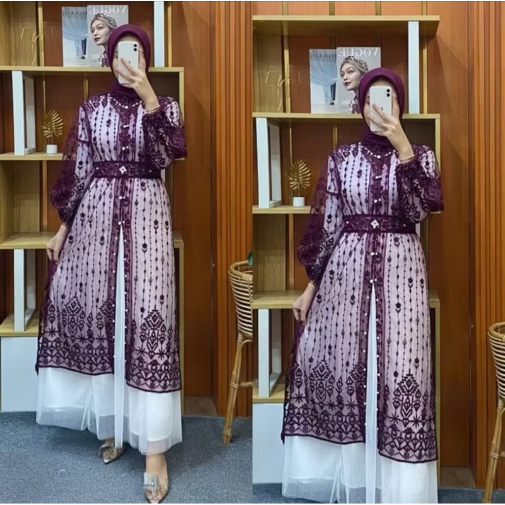 Rara Outer Tunik Brokat Wanita Lengan Panjang // Outer Brokat Kondangan, Wisudaan Ootd Wanita Kekini