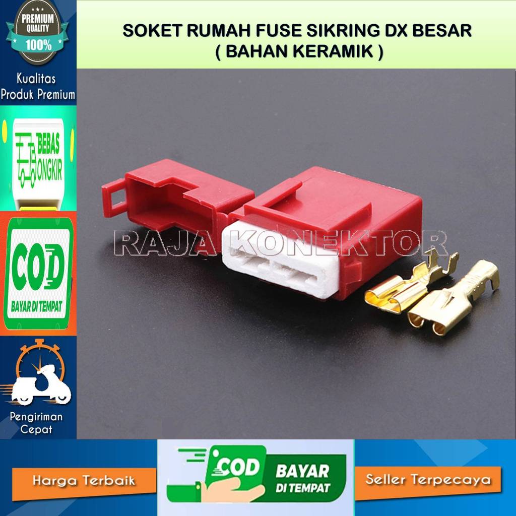 Soket Sekring Tancap Fuse DX Keramik , Fuse Holder Box Skring DX Rumah Skring .  , Fuse DX Keramik
