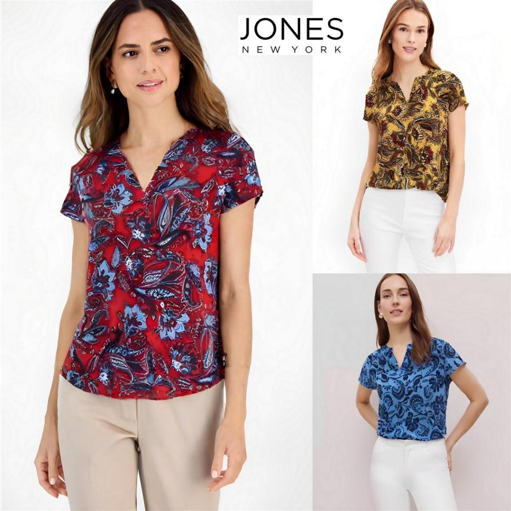 Mode Republic - Split-Neck Print Top - Business Casual Blouse - Atasan Blouse Kerja Wanita Mewah Ele