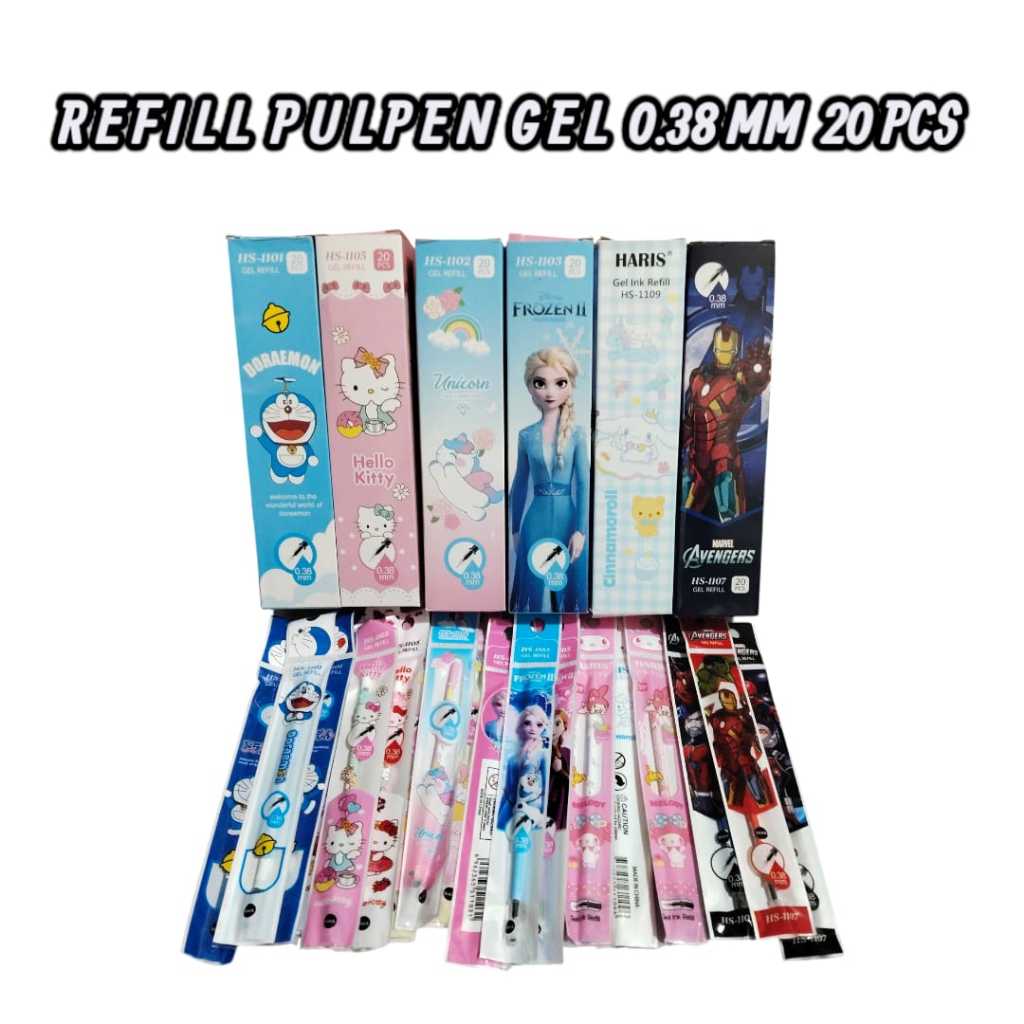 

Gel Ink Refill Motif Kartoon Lucu Warna Hitam 0.38 Mm Isi 20 Pcs