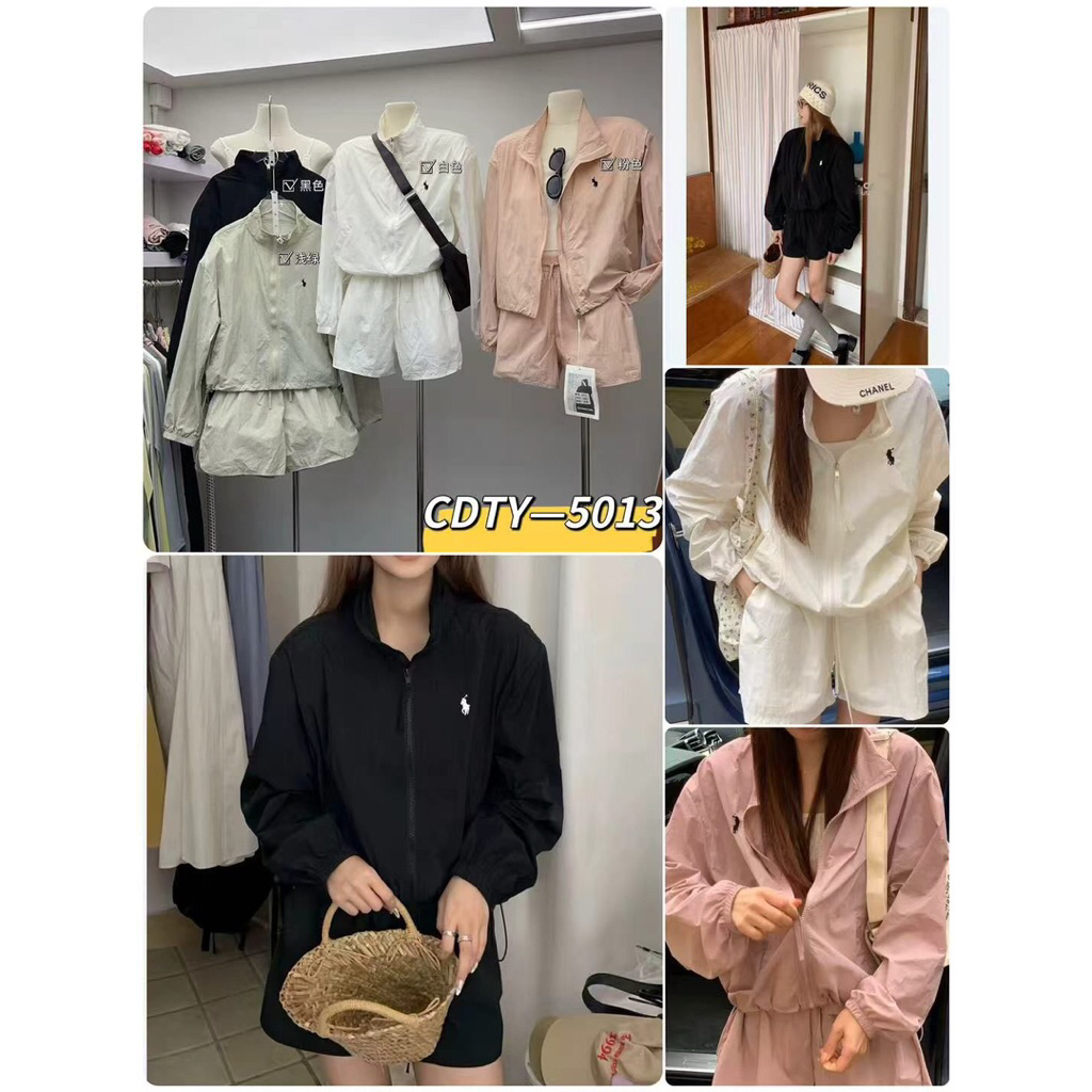 P0L0 One Set Jaket dan Celana Pendek Olahraga Wanita - Import Guangzhou