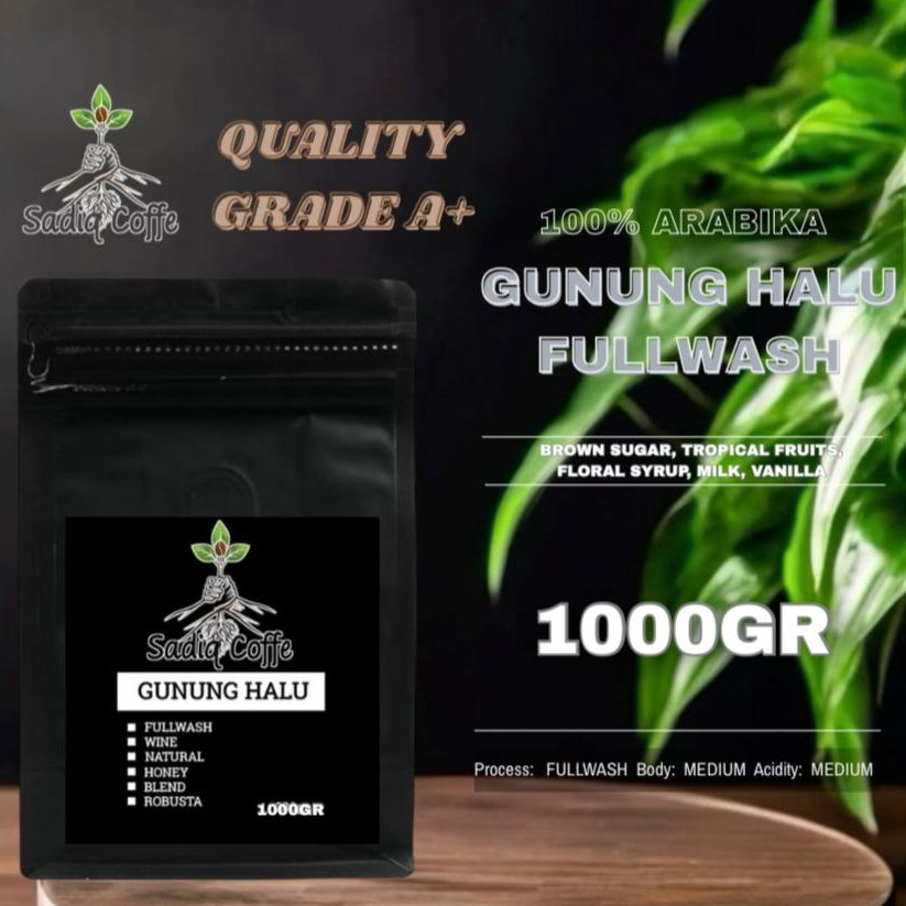 

Kopi Arabika Gunung halu Fullwash Arabica Coffee 1000gr SadiqcoffeRoastery Biji Bubuk Coffe Manual Brew