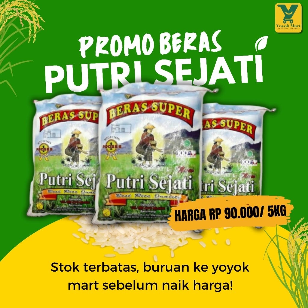 

PROMO GAJIAN | Beras PUTRI SEJATI 5kg – Harga Miring, Kualitas Bening!