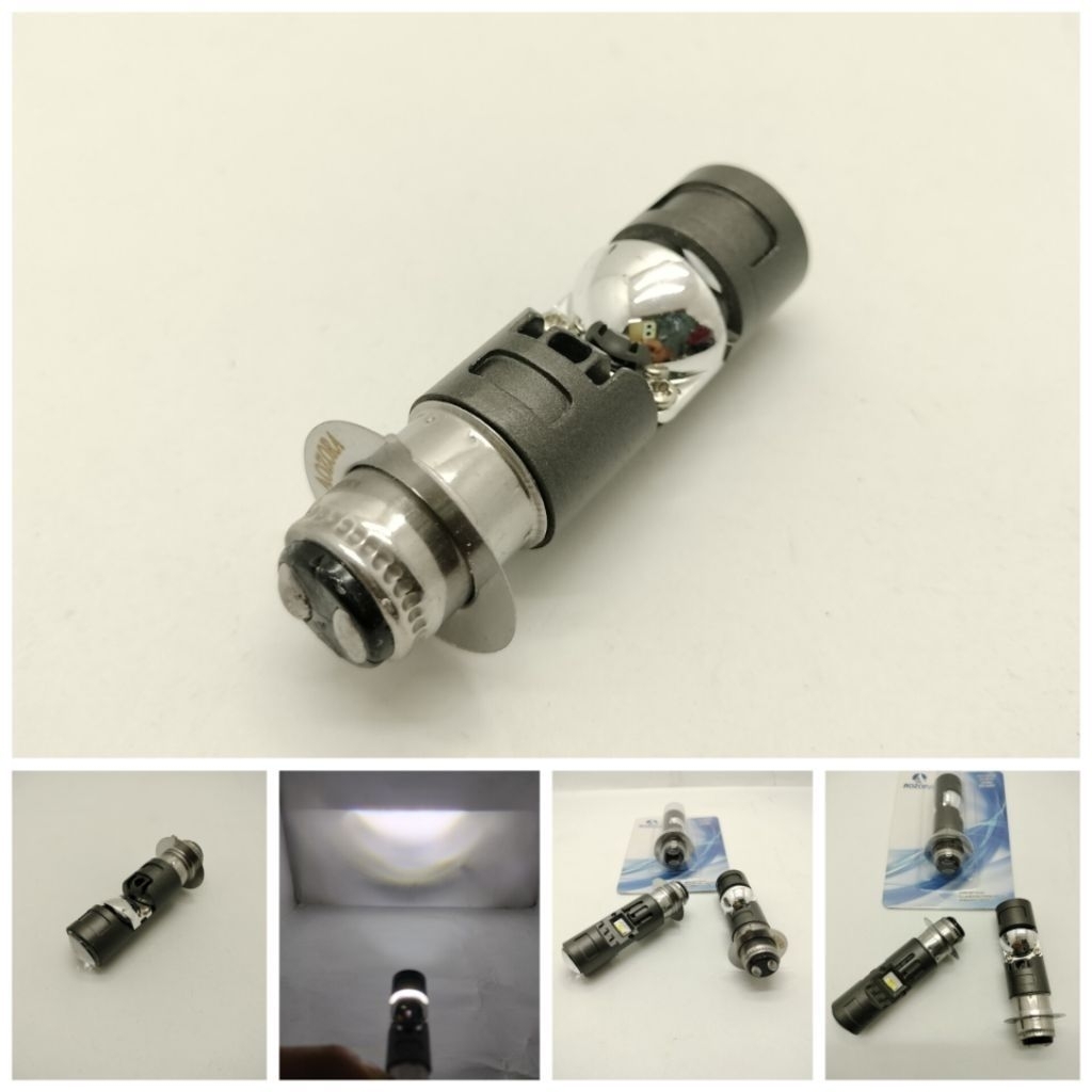 Lampu Utama Socket H6 Biled AOZORA Cahaya Putih-Putih Jauh Dekat Putih AC DC Universal Matick Bebek