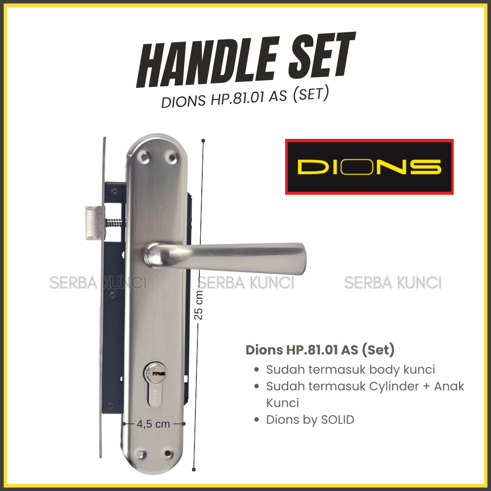 Dions Kunci Pintu Besar HP.81.01 AS Set Komplit Gagang Pintu Rumah Kamar HP 81.01 81 01