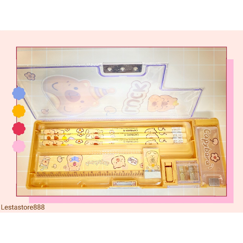 

Kotak Pensil Magnet Box Set Isi Pensil Penghapus & Penggaris Tempat Pensil