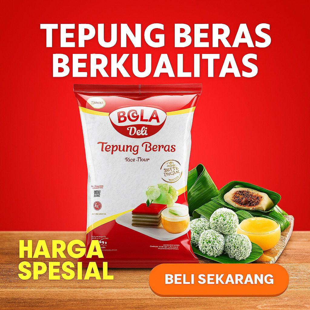 

Bola Deli Tepung Beras 500g – Lembut, Putih Bersih, Cocok untuk Aneka Kue