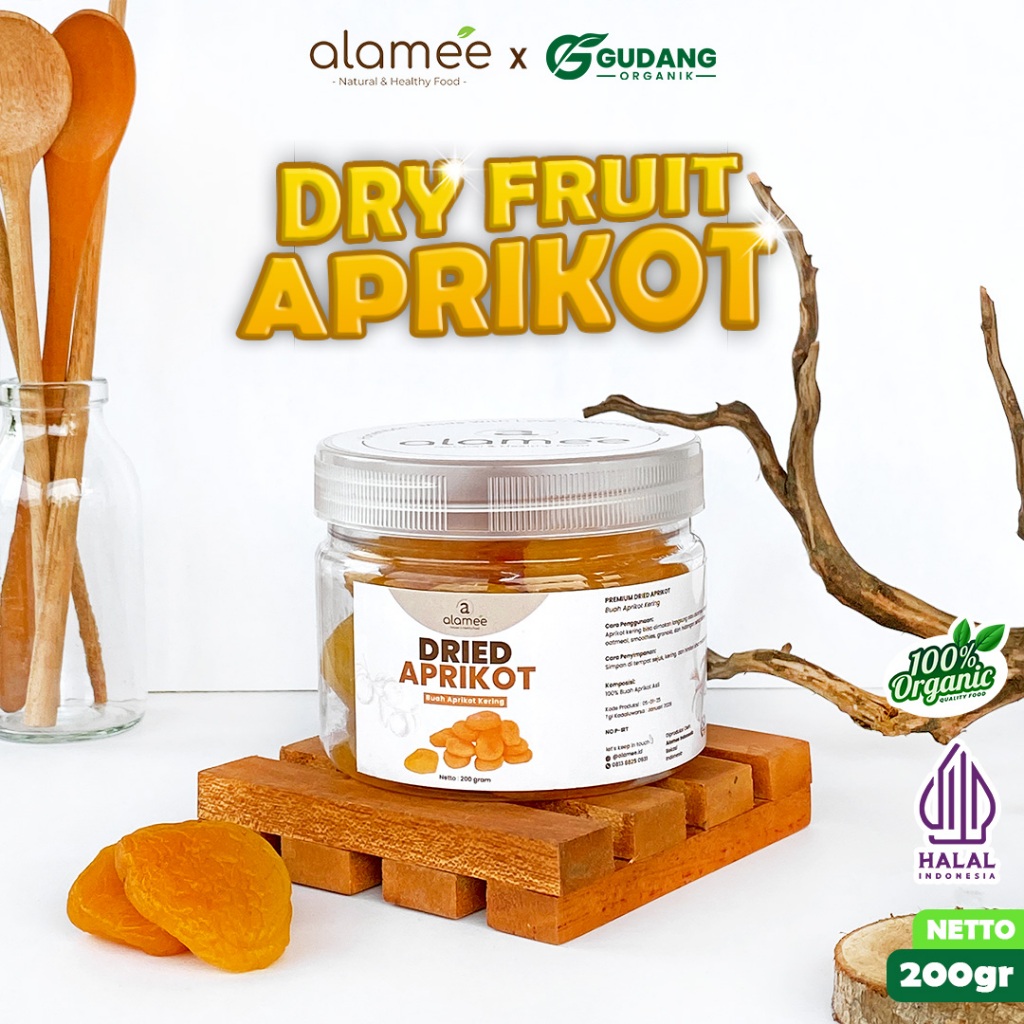 

ALAMEE Dried Apricot Buah Aprikot Kering Dried Fruit Apricots Tanpa Biji Cemilan Buah Sehat 200gr