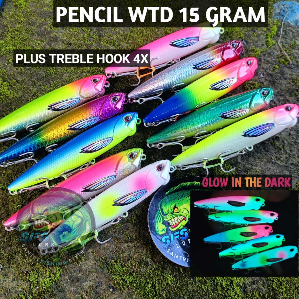 Umpan minnow pencil WTD 15gram plus treble hok 4x strong floating minnow pencil wtd minnow sinking p
