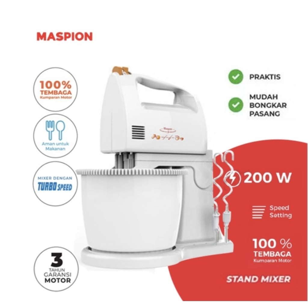 Stand Mixer MASPION MT1140 Real Turbo ( 2 Liter )