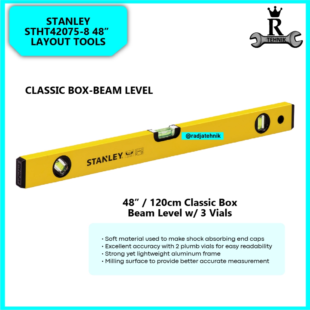 STANLEY  STHT42075-8 48” / 120cm Classic Box Beam  Alat Pengukur Waterpass  Alat Tukang Serbaguna