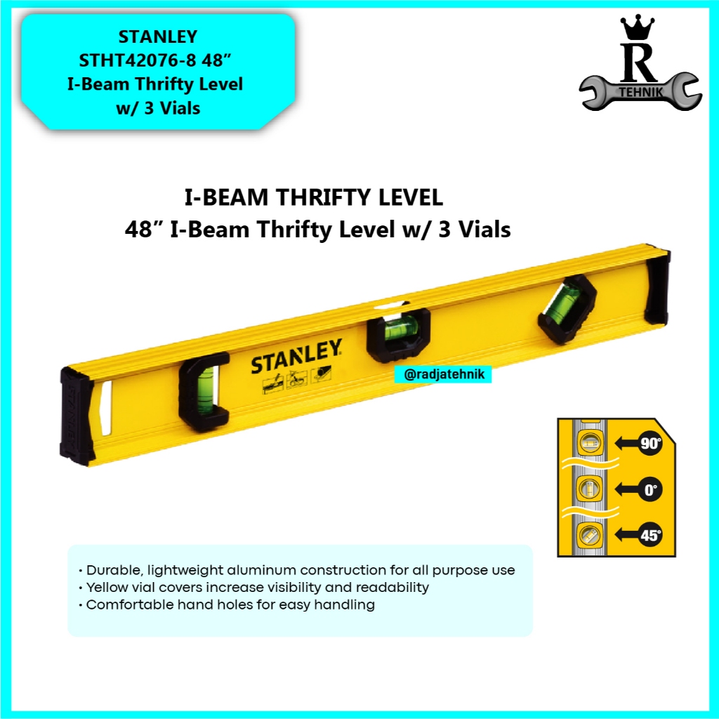 STANLEY  STHT42076-8 48” I-Beam Thrifty  Alat Pengukur Waterpass  Alat Tukang Serbaguna