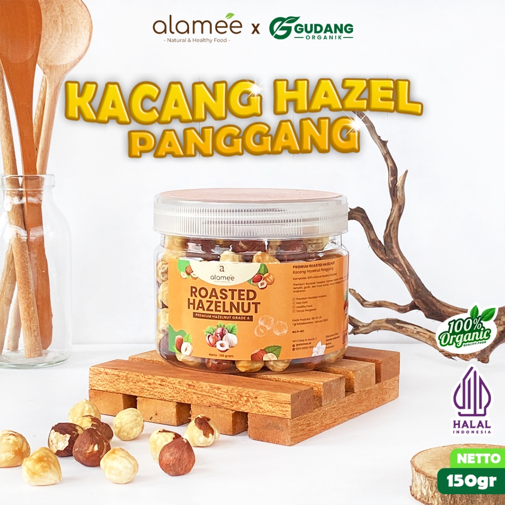 

ALAMEE Kacang Hazelnut Panggang Hazelnut Roasted Cemilan Sehat Rendah Kalori Kacang Kemiri 150gr