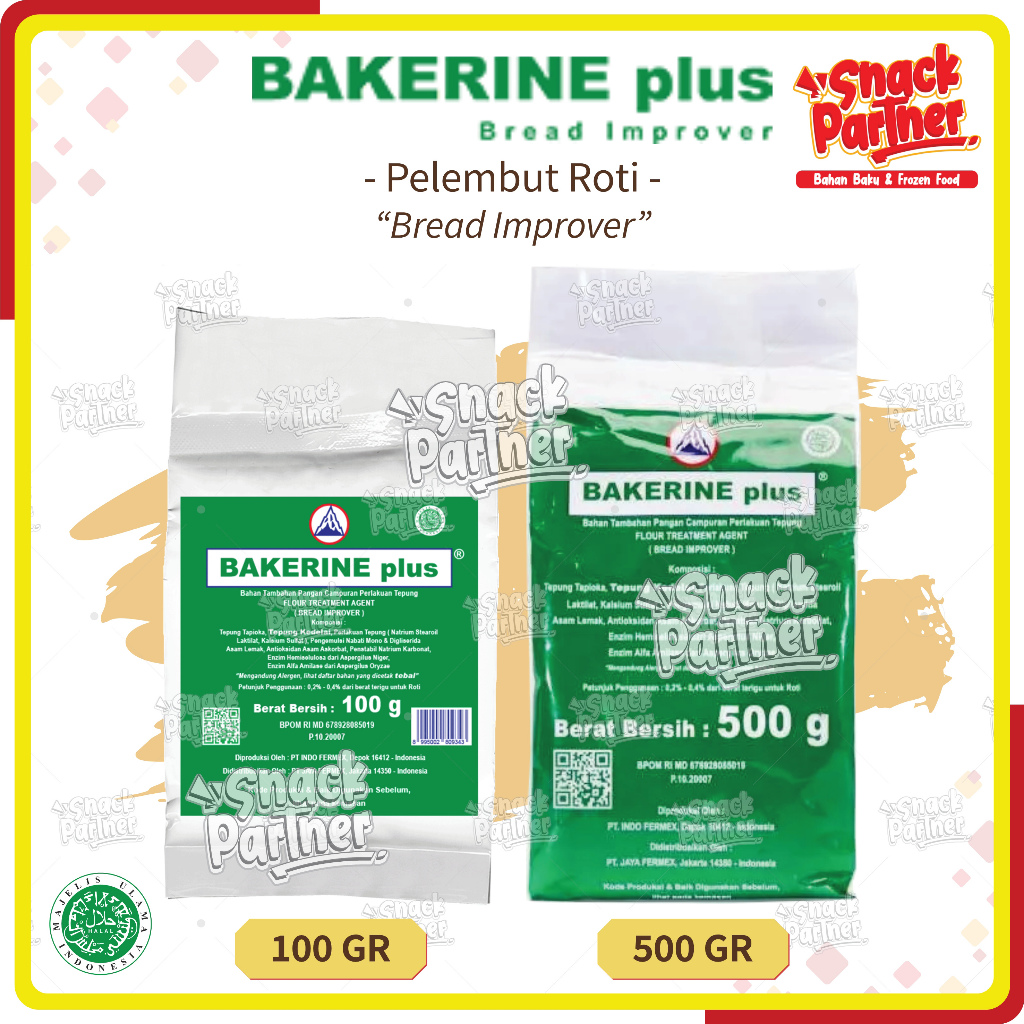 

BAKERINE PLUS 100 500 GR - BREAD IMPROVER - Bahan Pelembut Pengempuk Cake Roti Bolu Kue Kering Bolu Kukus