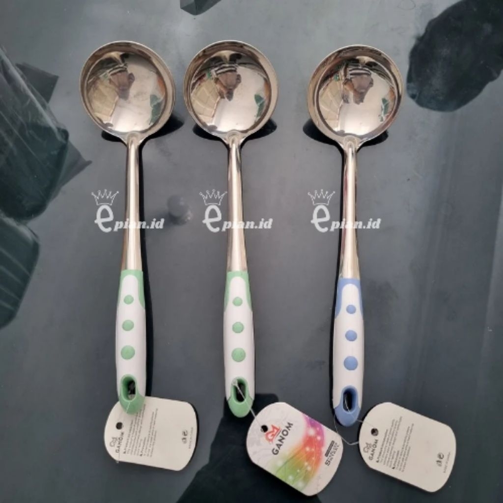 Sendok Sayur Stainless Polka / Irus Sayur Tebal Polkadot/ Irus Kuah Motif