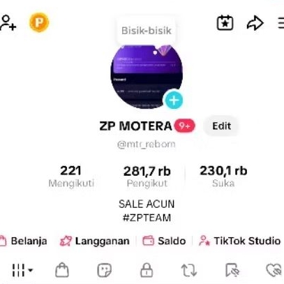 Akun tiktok Affiliate,live,toko