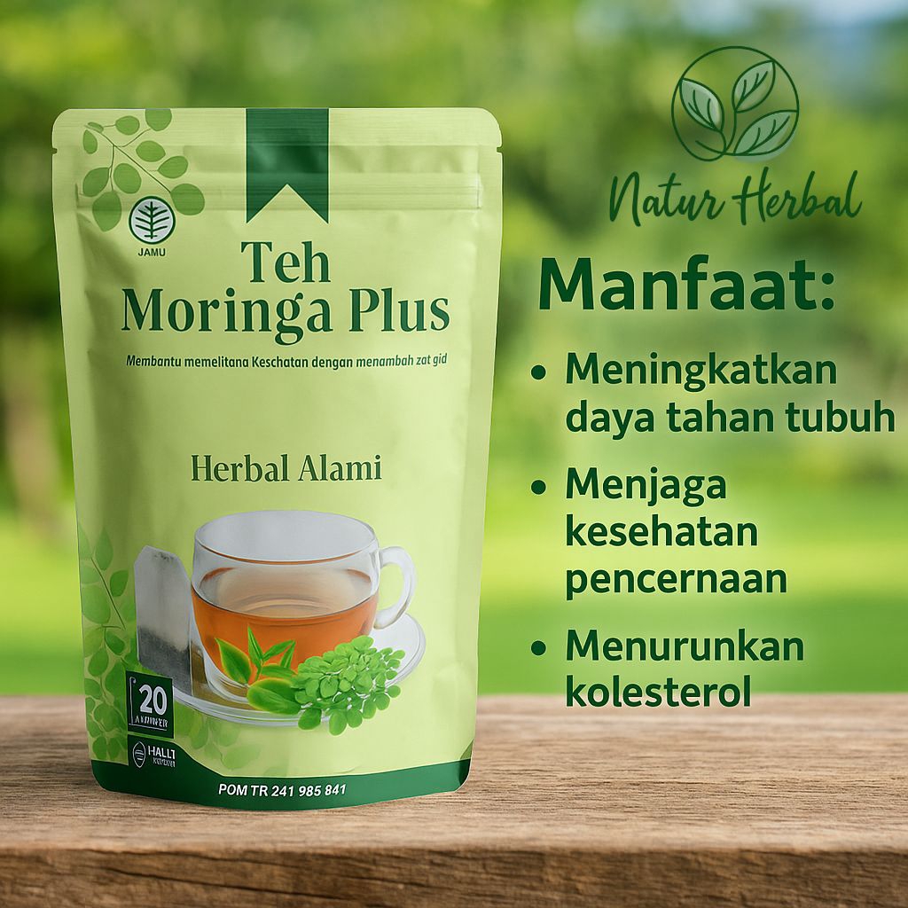 

Teh Moringa Plus TN – Teh Herbal Kelor, Pegagan & Teh Hijau | 20 Kantong | Bantu Jaga Daya Tahan & Tambah Zat Gizi