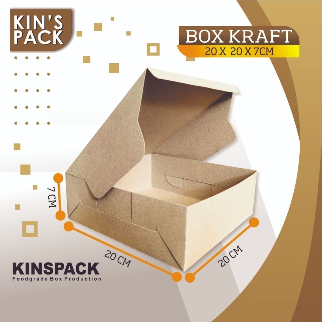Dus makanan Kraft 20x20x7 | Box Makanan Kraft