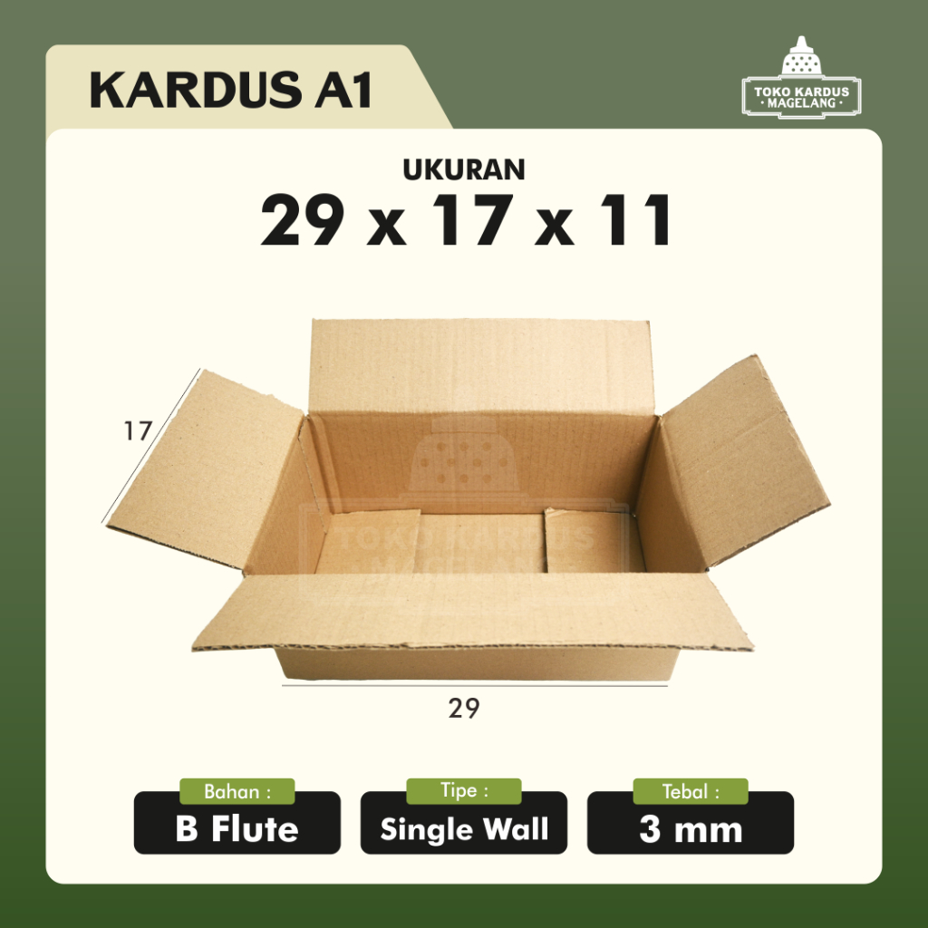 

29 x 17 x 11 cm Kardus Polos / Karton Box Packing Single Wall Tebal 29x17x11 cm