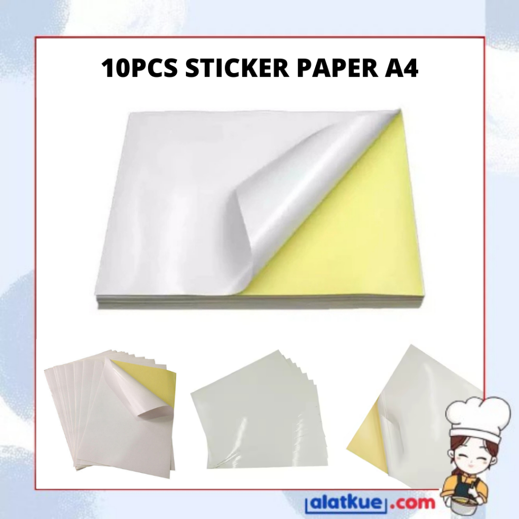 

Promo 10pcs Kertas Sticker A4 Glossy Sticker Label Chromo Putih Ukuran A4 Murah