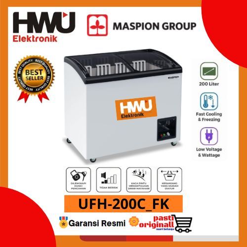 PROMO>>>MASPION UFH-200C SLIDING FREEZER KACA 200 Liter PEMBEKU UFH-200C_FK