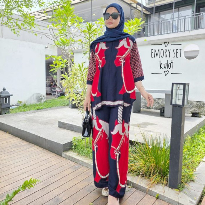 Emory Set Kulot Setelan Rayon Wanita Bahan Adem Lembut Premiun By Yayoehijab