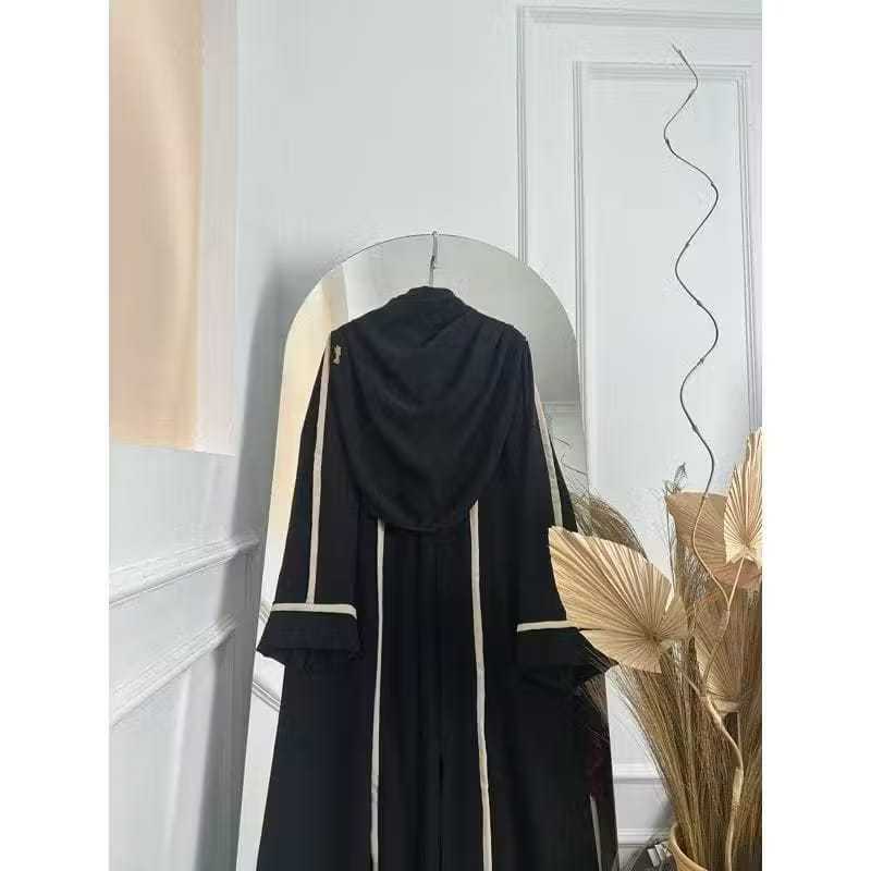 Gamis Syari Mewah Lebaran Termurah Buju Muslimah-hitam set hijab
