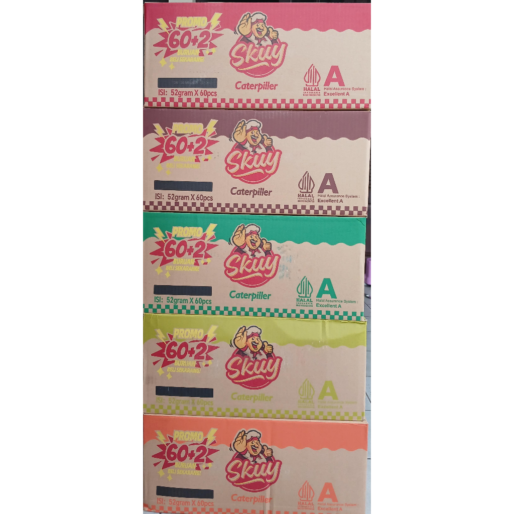

ROTI SKUY GULUNG CATERPILLER 1 DUS ISI 60 PCS