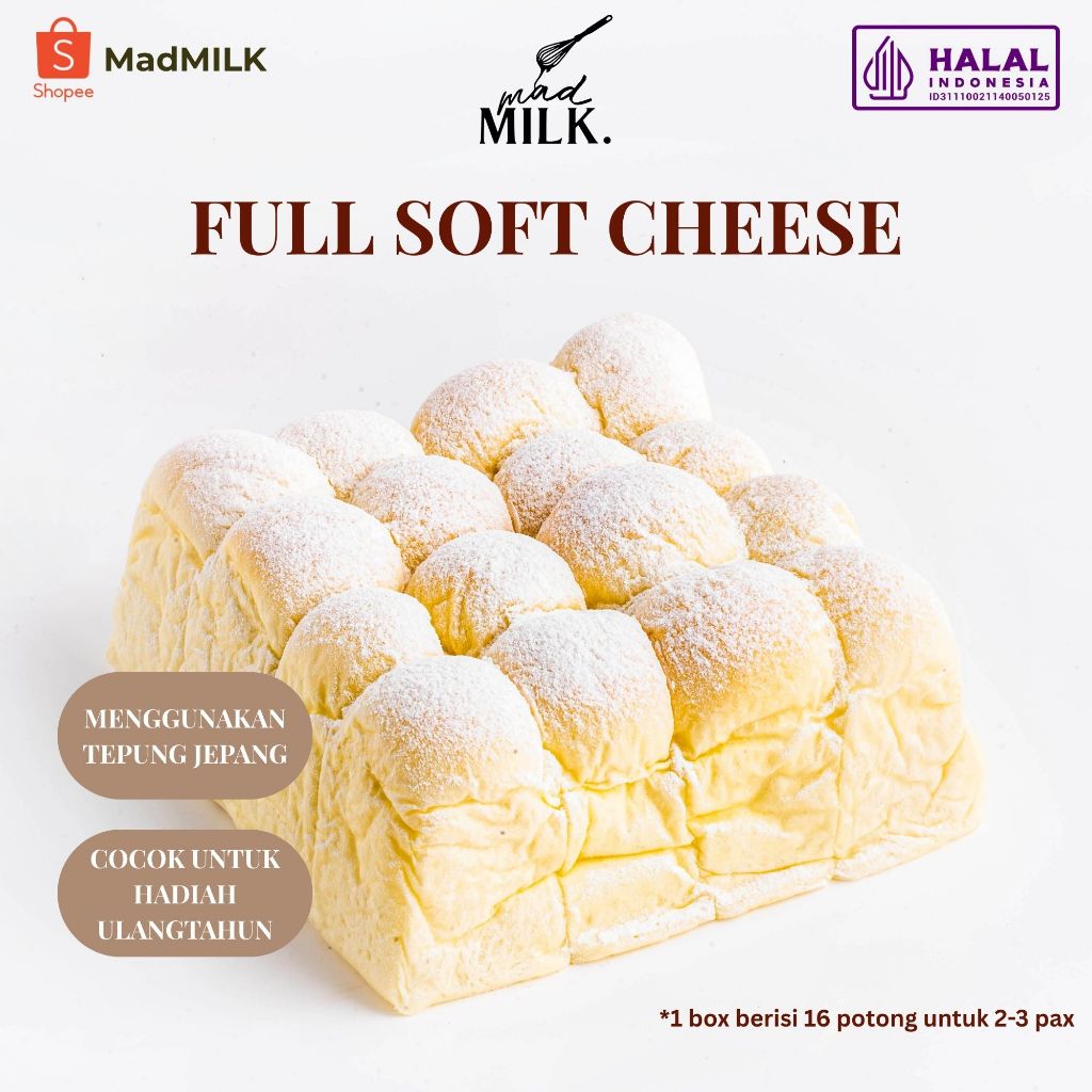

Roti Sobek Milkbuns Madmilk | Full Soft Cheese Isi 16 | Super Lembut & Premium