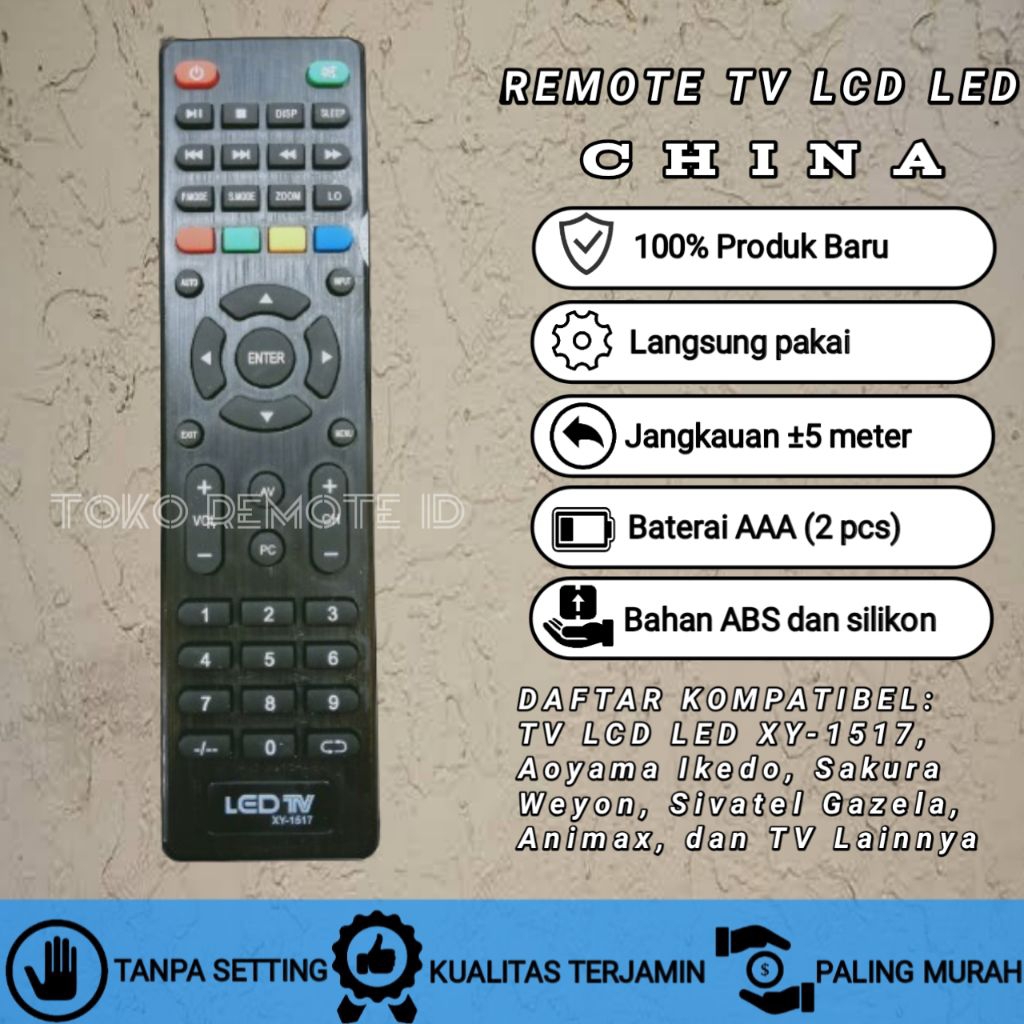REMOT REMOTE TV WEYON SAKURA SIVATEL GAZELA ANIMAX LCD LED XY-1517