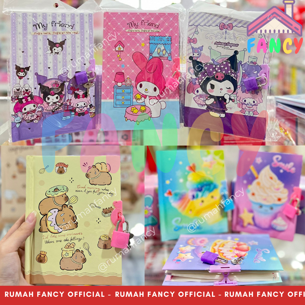 

Buku Diary Kunci + Gembok HARD COVER TEBAL Berwarna Motif Kartun Cute Lucu Unik Murah