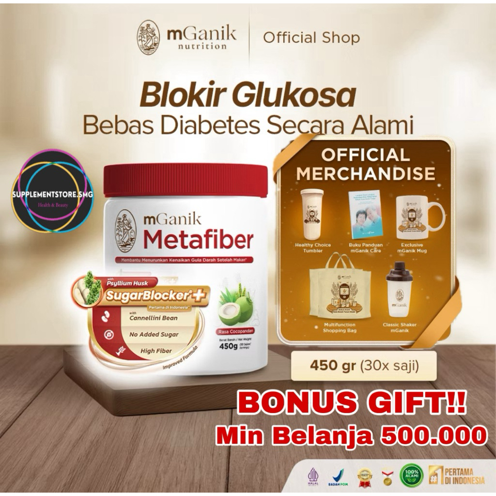 

[FREE GIFT!] NEW mGanik Metafiber 450gr Cocopandan Leci Yuzu Jeruk Travel Size Suplemen Serat Diabetes