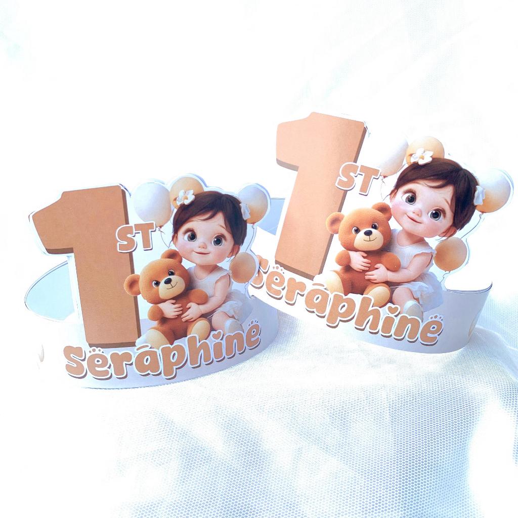 

Girl Bear Coklat - Party Topi Ulang Tahun Anak / Hiasan Kepala Birthday Party