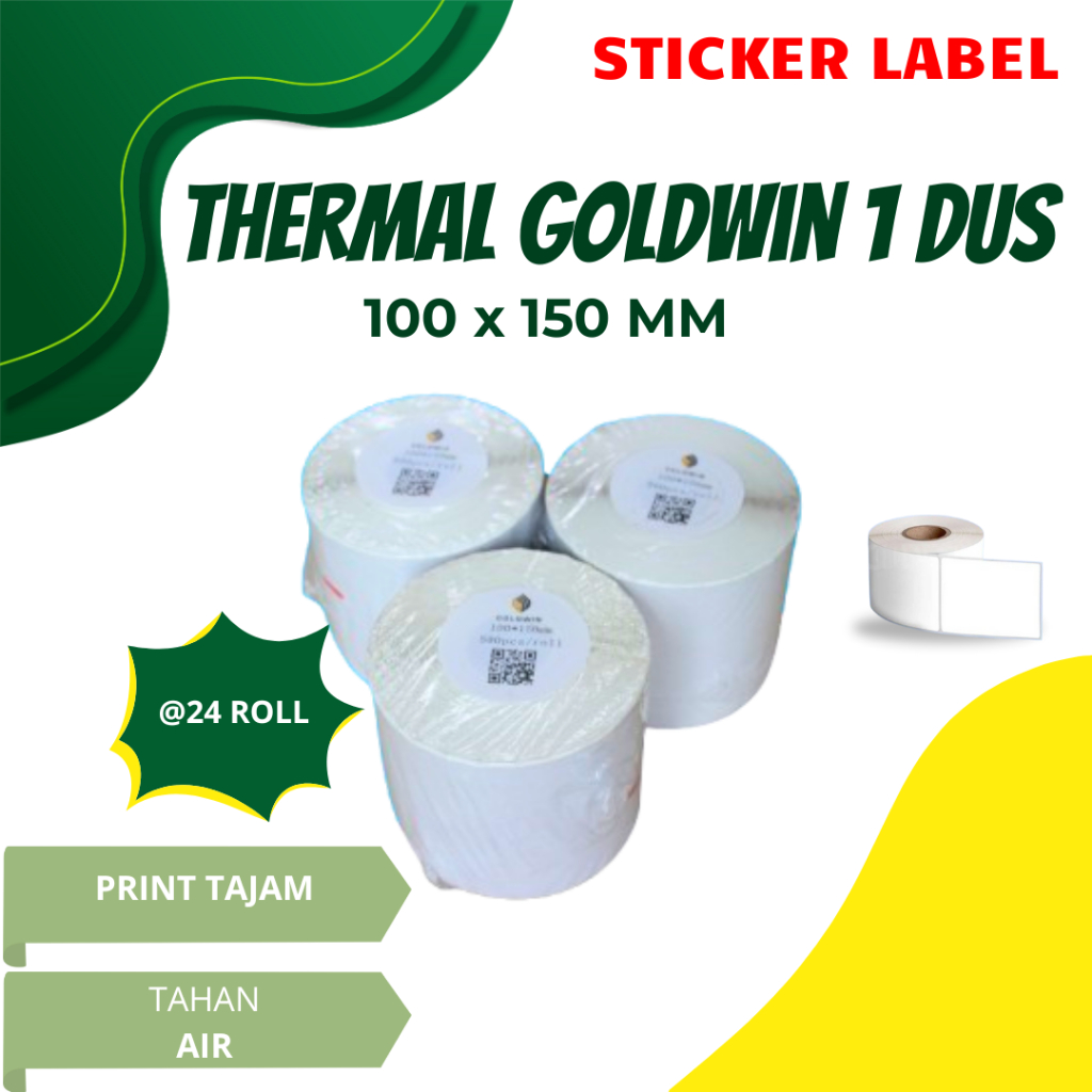 

1 DUS Thermal Sticker Label 100 x 150 x 500 pcs/roll Thermal Resi Paket