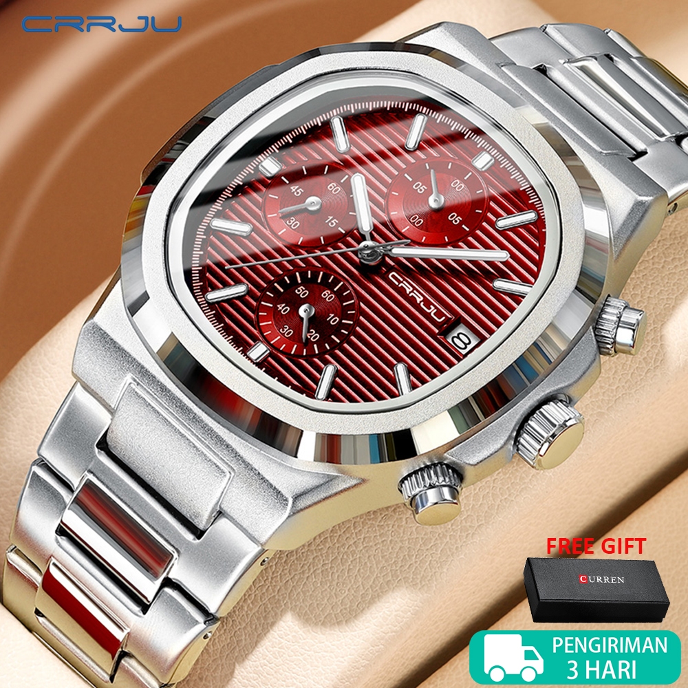 CRRJU Jam Tangan Pria Anti Air Terbaru Kronograf Original Merek Terkenal Jam Tangan 2319