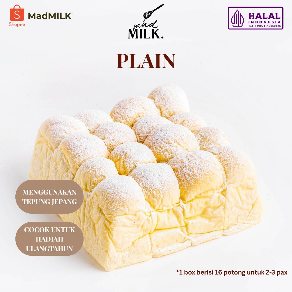 

Roti Sobek Milkbuns Madmilk | Plain Isi 16 | Super Lembut & Premium