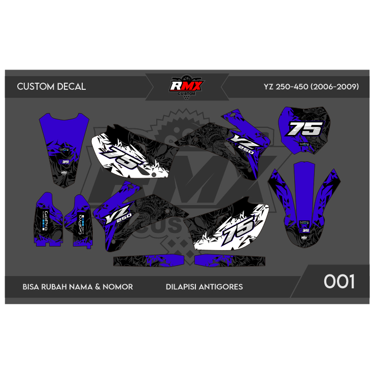 DECAL STICKER YZ 250 F 2006 (001) DEKAL STIKER YZ 250F 450 450F FULLBODY 2007 2008 2009 HITAM MERAH,