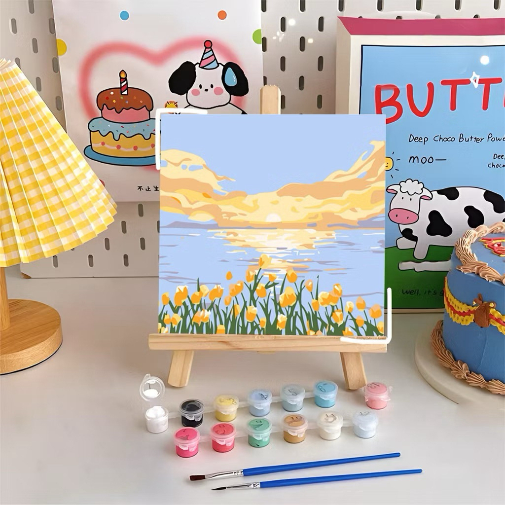 

Painting By Number Kit Ukuran 20x20cm DIY Kanvas Siap Lukis Aesthetic / Lukisan Bunga Pemandangan Canvas Digital Painting Acrylic MR A110