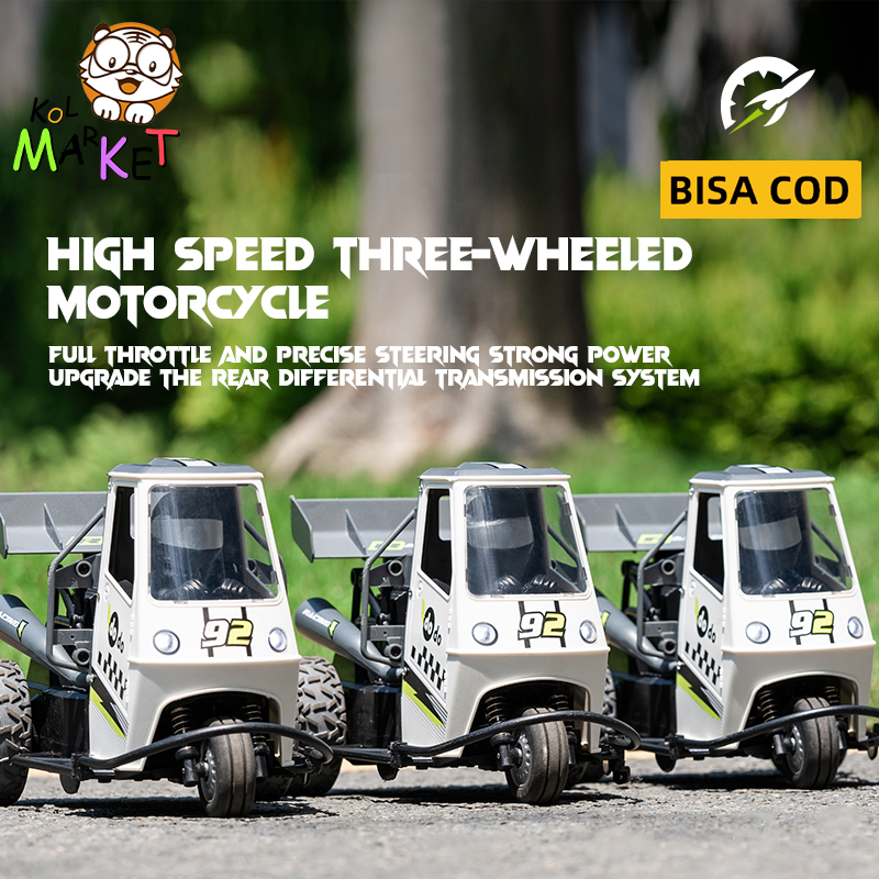 Motor RC emulasi dengan semprotan 2.4G kendali jarak jauh listrik kecepatan tinggi tiga roda sepeda 