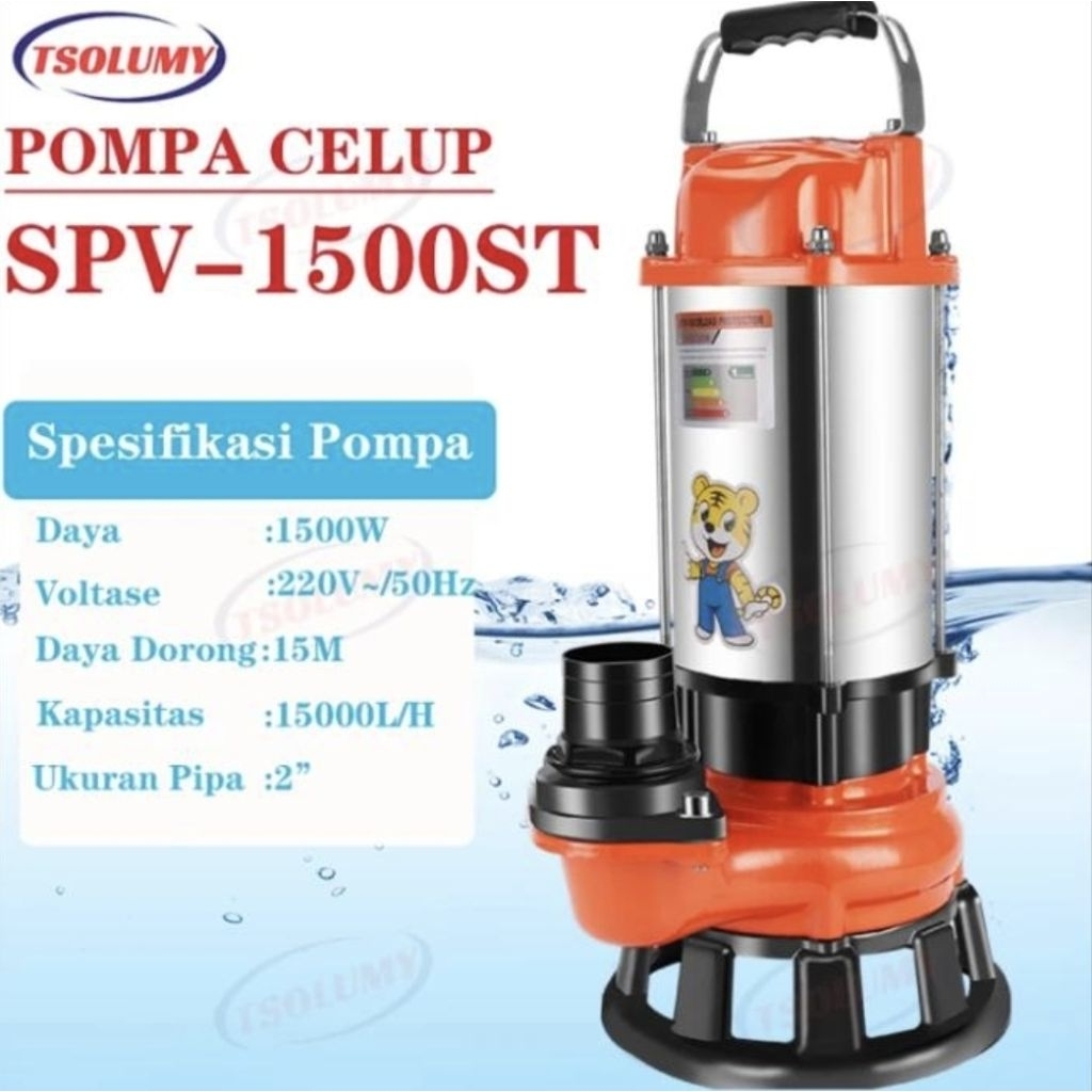 POMPA CELUP SOMY SPV-1500ST 2" MANUAL 220V POMPA CELUP AIR KOTOR/BERSIH.